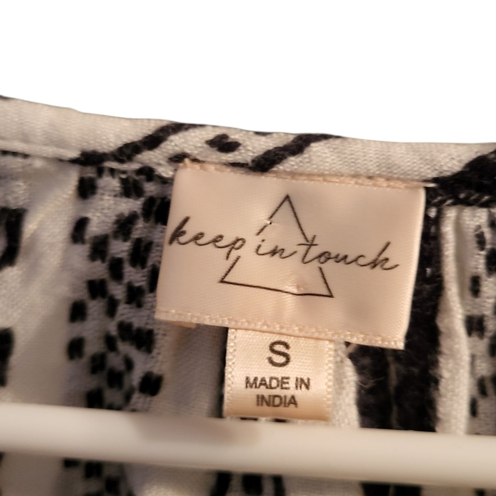 Keep in Touch Black & White Striped Women's Top, Size Small - Picture 2 of 4
